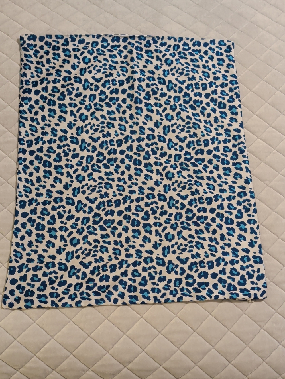 Mulberry Silk Blue and White Leopard Print Pillow Sham